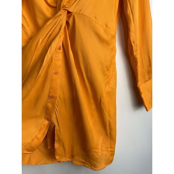Zara Satin Knot Mini Dress Orange 4688/309 Women’s Size Small Bloggers Favorite - Picture 9 of 10